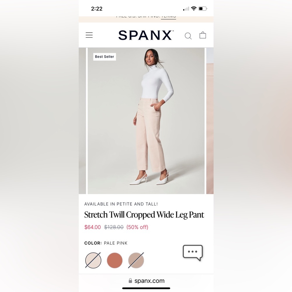 Spanx stretch twill cropped wide leg pant